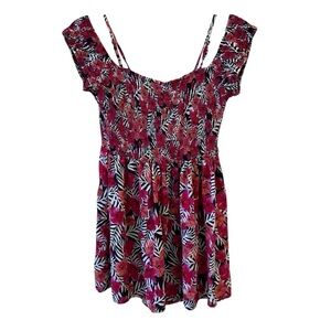 Pink Black Smocked Rayon Off the Shoulder Mini Dress 💞